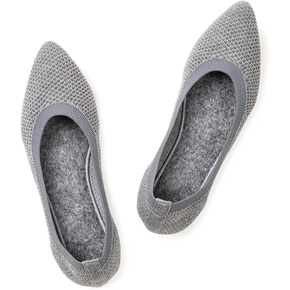 imageFrank Mully Womens Pointed Toe Flats Knit Dress Shoes Comfort Women Shoes Slip On Shoes for Woman Classic Softable Shoes Low WedgeLight Grey