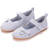 Frank Mully Girls Dress Shoes Mary Janes Girl Flats Slip on Ballet Flat Party School Shoes with Bow Toddler/Little Kid/Big Kid(7002grey)