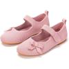 Frank Mully Girls Dress Shoes Mary Janes Girl Flats Slip on Ballet Flat Party School Shoes with Bow Toddler/Little Kid/Big Kid(7002pink)
