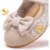 Frank Mully Girls Dress Shoes Mary Janes Girl Flats Slip on Ballet Flat Party School Shoes with Bow Toddler/Little Kid/Big Kid(Khaki)