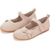 Frank Mully Girls Dress Shoes Mary Janes Girl Flats Slip on Ballet Flat Party School Shoes with Bow Toddler/Little Kid/Big Kid(Nude)