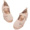 Frank Mully Girls Dress Shoes Mary Janes Girl Flats Slip on Ballet Flat Party School Shoes with Bow Toddler/Little Kid/Big Kid(Nude)