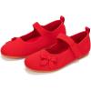 Frank Mully Girls Dress Shoes Mary Janes Girl Flats Slip on Ballet Flat Party School Shoes with Bow Toddler/Little Kid/Big Kid(Red)