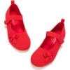 Frank Mully Girls Dress Shoes Mary Janes Girl Flats Slip on Ballet Flat Party School Shoes with Bow Toddler/Little Kid/Big Kid(Red)