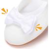 Frank Mully Girls Dress Shoes Mary Janes Girl Flats Slip on Ballet Flat Party School Shoes with Bow Toddler/Little Kid/Big Kid(White)