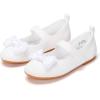 Frank Mully Girls Dress Shoes Mary Janes Girl Flats Slip on Ballet Flat Party School Shoes with Bow Toddler/Little Kid/Big Kid(White)