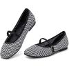 Frank Mully Mary Jane Women Flat Shoes Slip on Square-Toe Washable Shoes Comfortable for Dressy and Work with Ankle Strap(Blackw)