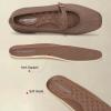 Frank Mully Mary Jane Women Flat Shoes Slip on Square-Toe Washable Shoes Comfortable for Dressy and Work with Ankle Strap(Brown)