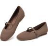 Frank Mully Mary Jane Women Flat Shoes Slip on Square-Toe Washable Shoes Comfortable for Dressy and Work with Ankle Strap(Brown)