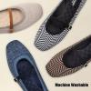 Frank Mully Mary Jane Women Flat Shoes Slip on Square-Toe Washable Shoes Comfortable for Dressy and Work with Ankle Strap(Brownb)