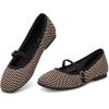 Frank Mully Mary Jane Women Flat Shoes Slip on Square-Toe Washable Shoes Comfortable for Dressy and Work with Ankle Strap(Brownb)