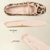 Frank Mully Mary Jane Women Flat Shoes Slip on Square-Toe Washable Shoes Comfortable for Dressy and Work with Ankle Strap(Leopard Beige)