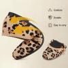 Frank Mully Mary Jane Women Flat Shoes Slip on Square-Toe Washable Shoes Comfortable for Dressy and Work with Ankle Strap(Leopard Beige)