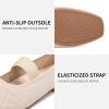 Frank Mully Women’s Ballet Flats Slip on Casual Knitted Fabric Shoes Square-Toe Flats with Elastic Straps for Women(6091almond)