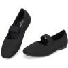 Frank Mully Women’s Ballet Flats Slip on Casual Knitted Fabric Shoes Square-Toe Flats with Elastic Straps for Women(6091black)