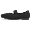 Frank Mully Women’s Ballet Flats Slip on Casual Knitted Fabric Shoes Square-Toe Flats with Elastic Straps for Women(6091black)