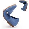 Frank Mully Women’s Ballet Flats Slip on Casual Knitted Fabric Shoes Square-Toe Flats with Elastic Straps for Women(6091blue)