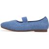 Frank Mully Women’s Ballet Flats Slip on Casual Knitted Fabric Shoes Square-Toe Flats with Elastic Straps for Women(6091blue)