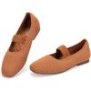 Frank Mully Women’s Ballet Flats Slip on Casual Knitted Fabric Shoes Square-Toe Flats with Elastic Straps for Women(6091orange)