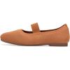 Frank Mully Women’s Ballet Flats Slip on Casual Knitted Fabric Shoes Square-Toe Flats with Elastic Straps for Women(6091orange)