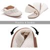 Frank Mully Womens Casual Flat Shoes Square Toe Shoes Knitted Mesh Flat Comfort Work Flat Shoes for Daily Washable(Beige)