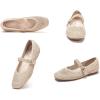 Frank Mully Womens Casual Flat Shoes Square Toe Shoes Knitted Mesh Flat Comfort Work Flat Shoes for Daily Washable(Ecru)