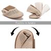 Frank Mully Womens Casual Flat Shoes Square Toe Shoes Knitted Mesh Flat Comfort Work Flat Shoes for Daily Washable(Ecru)