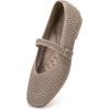 Frank Mully Womens Casual Flat Shoes Square Toe Shoes Knitted Mesh Flat Comfort Work Flat Shoes for Daily Washable(Green Mesh)