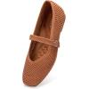 Frank Mully Womens Casual Flat Shoes Square Toe Shoes Knitted Mesh Flat Comfort Work Flat Shoes for Daily Washable(Orange)