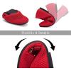 Frank Mully Womens Casual Flat Shoes Square Toe Shoes Knitted Mesh Flat Comfort Work Flat Shoes for Daily Washable(Red Mesh)