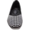Frank Mully Womens Casual Flat Shoes Square Toe Shoes Knitted Work Flat Comfort Dressy Flat Shoes for Daily Washable(Back White Grid)