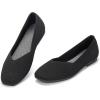 Frank Mully Womens Casual Flat Shoes Square Toe Shoes Knitted Work Flat Comfort Dressy Flat Shoes for Daily Washable(Black)