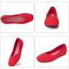 Frank Mully Womens Casual Flat Shoes Square Toe Shoes Knitted Work Flat Comfort Dressy Flat Shoes for Daily Washable(Bright Red)