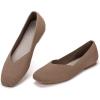 Frank Mully Womens Casual Flat Shoes Square Toe Shoes Knitted Work Flat Comfort Dressy Flat Shoes for Daily Washable(Brown Stripe)
