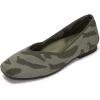 Frank Mully Womens Casual Flat Shoes Square Toe Shoes Knitted Work Flat Comfort Dressy Flat Shoes for Daily Washable(Camouflage)