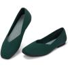 Frank Mully Womens Casual Flat Shoes Square Toe Shoes Knitted Work Flat Comfort Dressy Flat Shoes for Daily Washable(Dark Green)