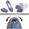 Frank Mully Womens Casual Flat Shoes Square Toe Shoes Knitted Work Flat Comfort Dressy Flat Shoes for Daily Washable(Denim Blue)