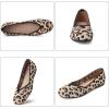 Frank Mully Womens Casual Flat Shoes Square Toe Shoes Knitted Work Flat Comfort Dressy Flat Shoes for Daily Washable(Leopard Ecru)
