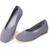 Frank Mully Womens Casual Flat Shoes Square Toe Shoes Knitted Work Flat Comfort Dressy Flat Shoes for Daily Washable(Light Grey)