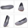 Frank Mully Womens Casual Flat Shoes Square Toe Shoes Knitted Work Flat Comfort Dressy Flat Shoes for Daily Washable(Light Grey)