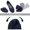 Frank Mully Womens Casual Flat Shoes Square Toe Shoes Knitted Work Flat Comfort Dressy Flat Shoes for Daily Washable(Navy)