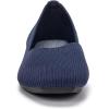 Frank Mully Womens Casual Flat Shoes Square Toe Shoes Knitted Work Flat Comfort Dressy Flat Shoes for Daily Washable(Navy)