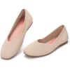 Frank Mully Womens Casual Flat Shoes Square Toe Shoes Knitted Work Flat Comfort Dressy Flat Shoes for Daily Washable(Nude)