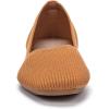 Frank Mully Womens Casual Flat Shoes Square Toe Shoes Knitted Work Flat Comfort Dressy Flat Shoes for Daily Washable(Orange)