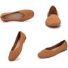 Frank Mully Womens Casual Flat Shoes Square Toe Shoes Knitted Work Flat Comfort Dressy Flat Shoes for Daily Washable(Orange)