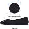 Frank Mully Womens Flat Shoes Classic Pointed Toe Flats Knitted Dress Shoes Soft Flats for Woman Comfortable Dressy(6042black Bowknot)