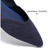 Frank Mully Womens Flat Shoes Classic Pointed Toe Flats Knitted Dress Shoes Soft Flats for Woman Comfortable Dressy(6042navy)