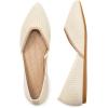 Frank Mully Womens Flat Shoes Classic Pointed Toe Flats Knitted Dress Shoes Soft Flats for Woman Comfortable Dressy(Beige)