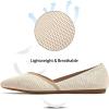 Frank Mully Womens Flat Shoes Classic Pointed Toe Flats Knitted Dress Shoes Soft Flats for Woman Comfortable Dressy(Beige)