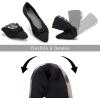Frank Mully Womens Flat Shoes Classic Pointed Toe Flats Knitted Dress Shoes Soft Flats for Woman Comfortable Dressy(Black/Bowknot)